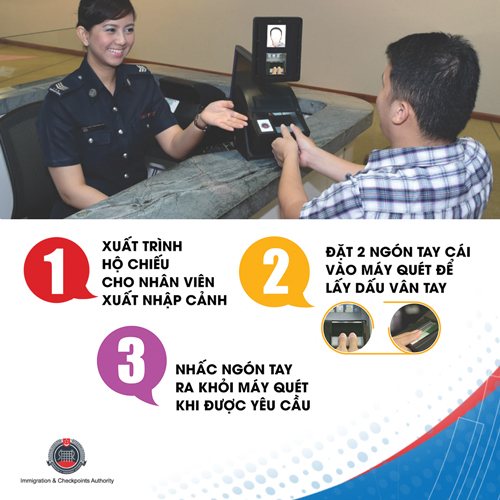 Từ ngày 20/4, Singapore sẽ lấy dấu vân tay du khách xuất, nhập cảnh. Ảnh: Cục Quản lý Xuất nhập cảnh Singapore.